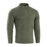 M-Tac Delta Polartec Raglan Jakke i olivengrøn med høj krave og lynlås, lavet af 100% polyester Micro Series fleece fra Polartec®.