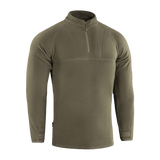 M-Tac Delta Polartec Raglan Jakke i olivengrøn farve, lavet af 100% polyester microfleece med lynlås på brystet og høj krave til udendørs brug.