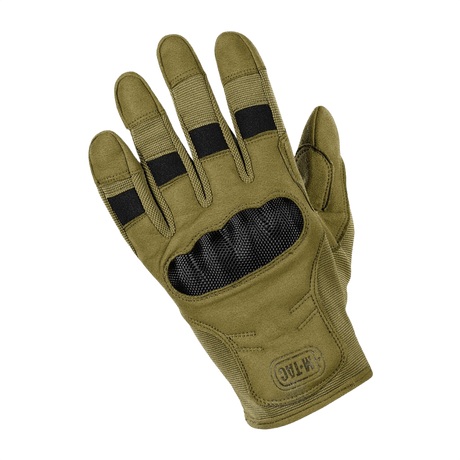 M-Tac Handsker Assault Tactical Mk.6 i olivengrøn, med syntetisk ruskind og forstærkede kno-pads, designet til taktisk brug.