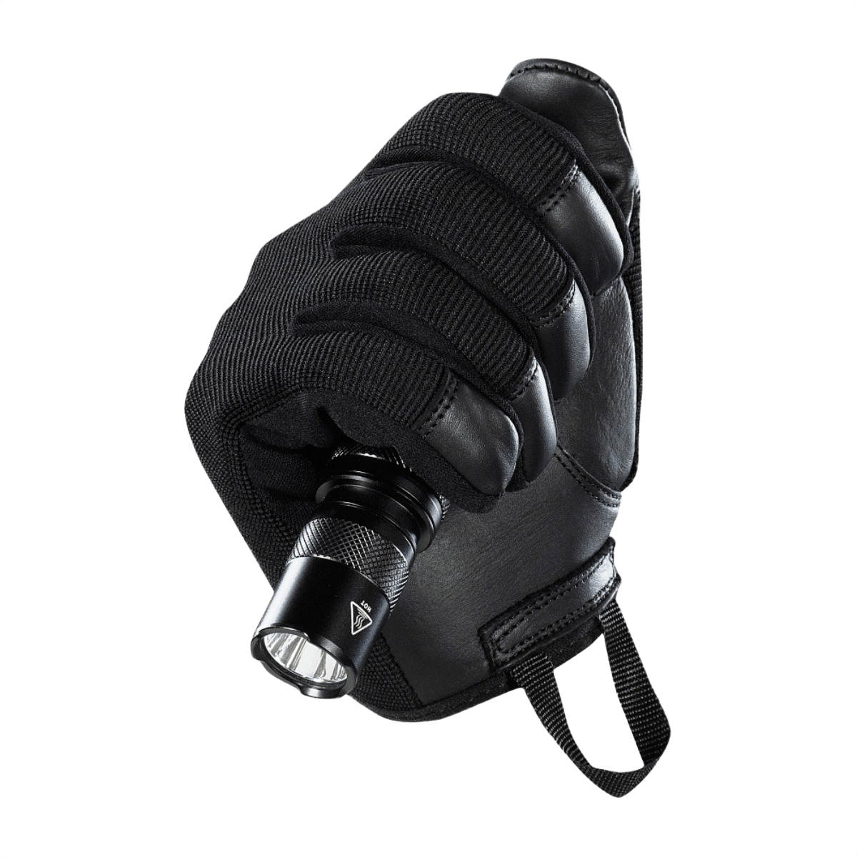 M-Tac Handsker Police med syntetiske materialer og læder, designet til politi med velcro og polstrede aktive zoner for komfort.