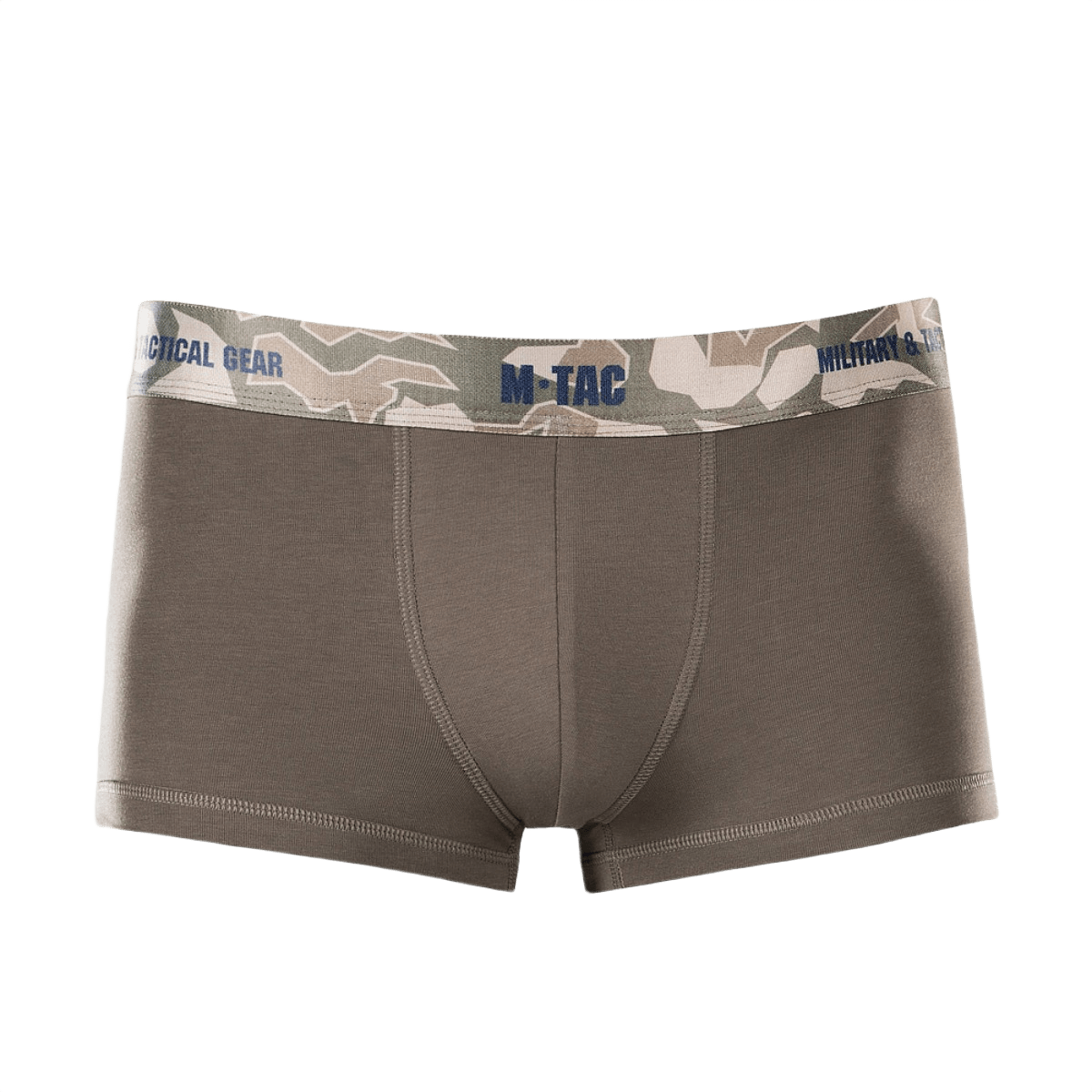 M-Tac Herre Boxer 93/7 i brun med camo elastik, 93% bomuld 7% elastan, behagelig og holdbar, velegnet til aktiv livsstil.