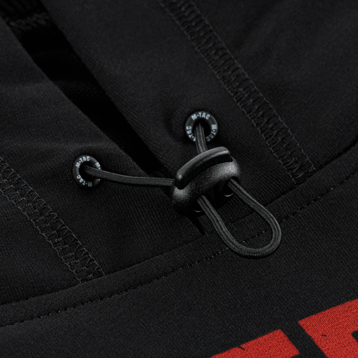 M-Tac Hoodie Freedom, justerbar snor og hætte, sort militærinspireret design, komfortabel bomuldsblanding, ideel til friluftsliv