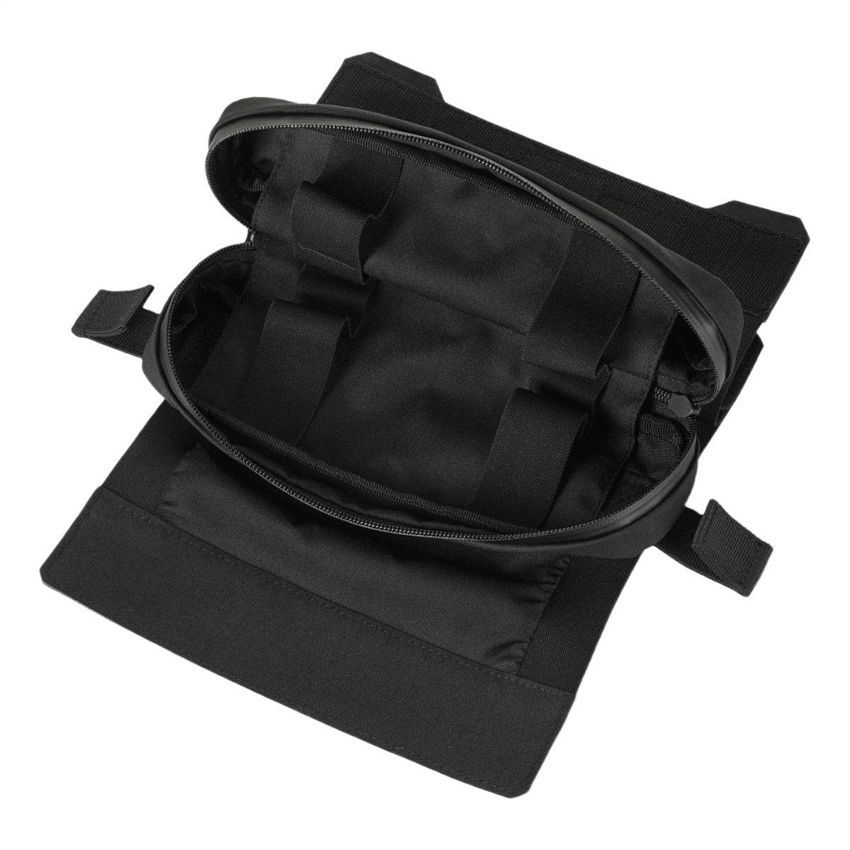 M-Tac Horizontal Medical Pouch ROLL Elite i åbnet tilstand fremstillet af holdbart Cordura-materiale med flere rum til medicinsk udstyr.
