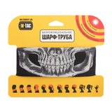 M-Tac Let Tubehalstørklæde Reaper Skull i emballage med skalleprint, multifunktionelt til airsoft, cykling og vandreture.