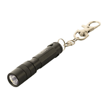 M-Tac Lommelygte K2 i kompakt design med nøglering, op til 90 lumen, perfekt til EDC-kit, lavet af aluminiumlegering, stød- og vandresistent.
