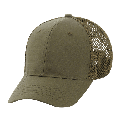 M-Tac Mesh Flex Ripstop Baseball Cap i olivenfarve med mesh-paneler for ventilation og komfort. Holdbar og justerbar cap til udendørs brug.