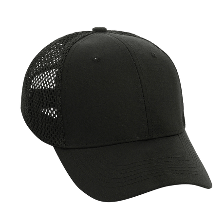 M-Tac Mesh Flex Ripstop Baseball Cap i sort med mesh-paneler for optimeret ventilation og komfort, perfekt til udendørs aktiviteter.