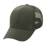 M-Tac Mesh Flex Ripstop Baseball Cap i olivengrøn med ripstop front og mesh-paneler, justerbar Velcro-strop, ideel til udendørs brug.
