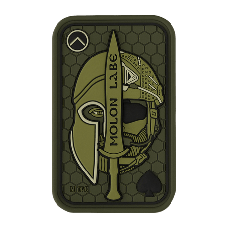 M-Tac Patch Molon Labe 3D PVC morale patch med gummi materiale, 3D-effekt og velcro, inspireret af 300 spartanerne, dimensioner 108x68 mm.