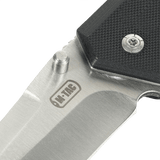 M-Tac Outdoor & Militær foldekniv - Type 5 nærbillede af klinge og håndtag, krom rustfrit stål, G10-komposit, EDC-udstyr.