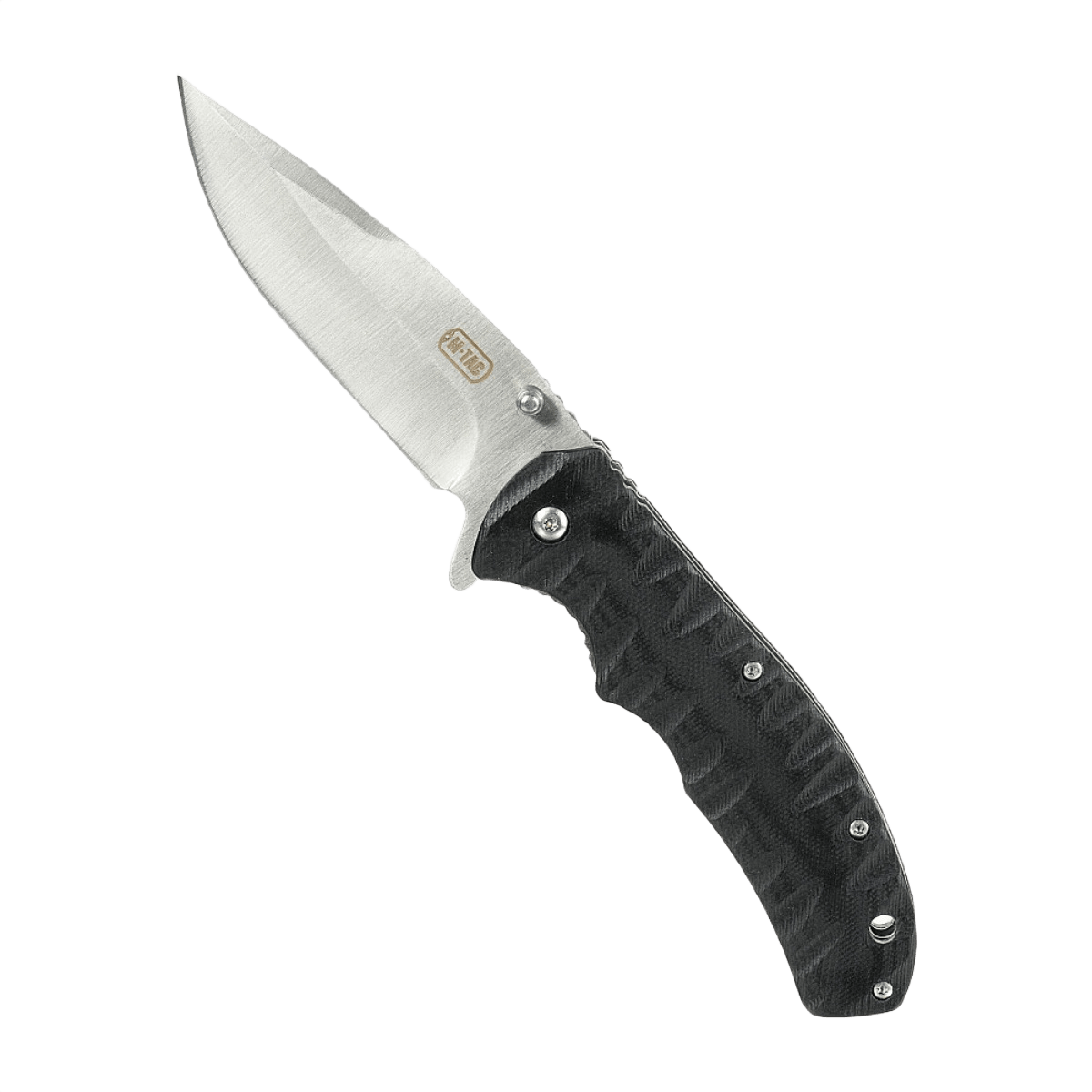 M-Tac Outdoor & Militær foldekniv - Type 8 med Clip Point klinge i krom rustfrit stål, ideel til taktisk brug og holdbar skæreevne.