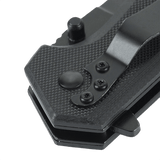 Detalje af M-Tac Outdoor & Militær foldekniv - Type 5 med aluminiumshåndtag og skridsikre G10-kompositgrebsflader.