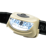 M-Tac Pandelygte 4+1 LED pandelampe med elastisk hovedrem, tre lysfunktioner, 4 hvide og 1 rød LED, op til 18 lumen lysstyrke.