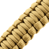 M-Tac Paracord Armbånd med Ildstarter, Kompas og Fløjte i guld farve, ideelt til udendørs overlevelse og militær stil.