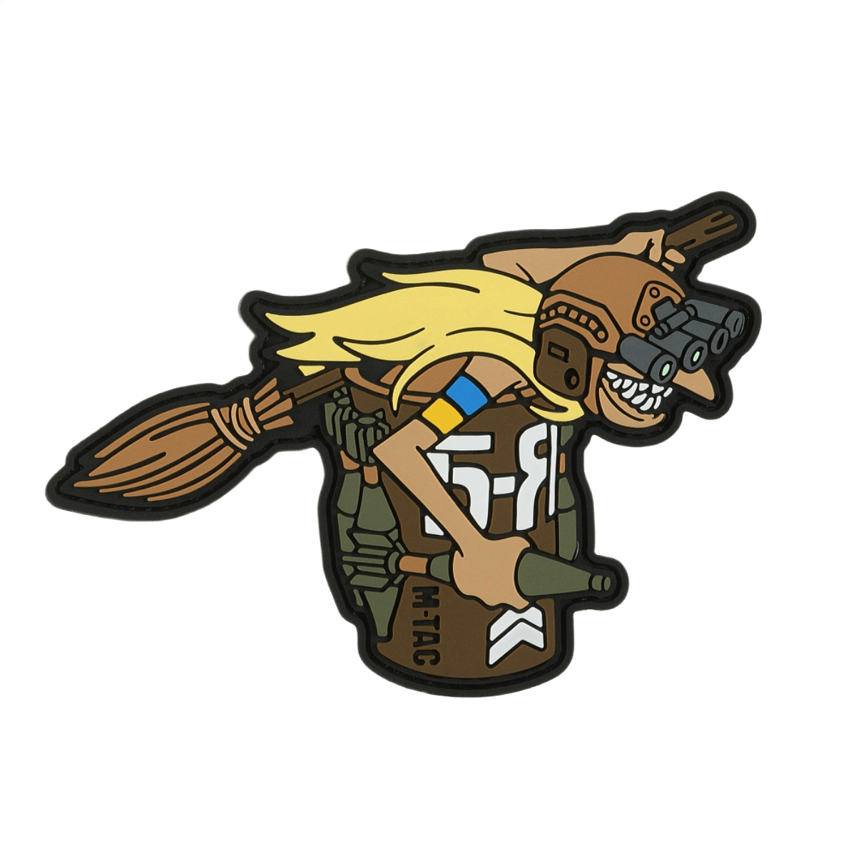 M‑Tac Patch Baba-Yaga Horizontal med 3D design viser en kriger med natkikkert og granater, symboliserer den ukrainske UAV "Baba Yaga"