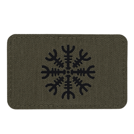 M-Tac Patch Helm of Horror Vandret Laser Cut med ægishjálmur design, holdbar Cordura 500D med Velcro fastgørelse, 80x50 mm