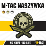 M-Tac Patch No Knife – No Life 3D PVC taktisk morale patch med knive, inspireret af Blade Brothers, gummi PVC med velcro, 50x50 mm.