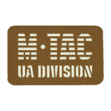 M-Tac Patch UA Division Laser Cut, selvlysende Cordura 500D mærke med velcro, 80x50 mm, ideel til militær og taktisk udstyr.