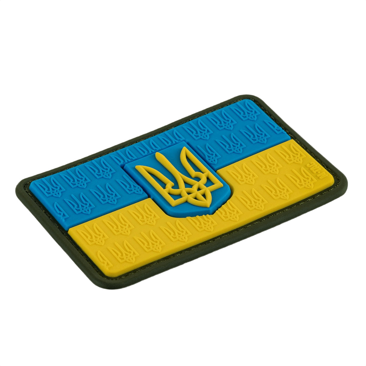 M-Tac Patch Ukraine Flag med Våbenskjold i PVC med blå og gule farver og 3D Trident, ideel til tøj og udstyr, dimensioner: 8 x 5 cm