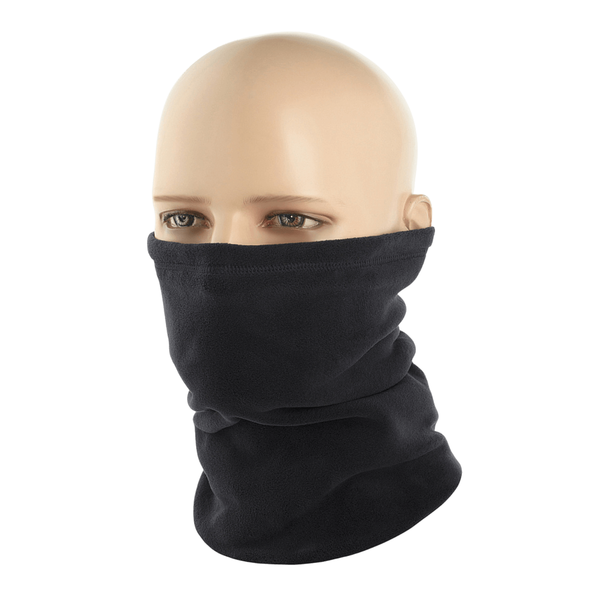 M-Tac Polartec Lang Tubehalstørklæde på mannequin, alsidigt tilbehør til beskyttelse mod kulde, kan bruges som halsrør eller ansigtsmaske.
