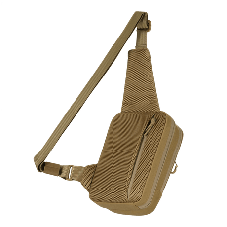 M-Tac Sling Pistol Taske Elite Hex med Velcro i slidstærk Cordura, beige, med justerbar skulderrem og Velcro til patches.