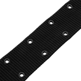 Sort M-Tac Pistolbælte med plastikspænde, nylonmateriale, inspireret af BSS/A.L.I.C.E. systemet, bredde 5,5 cm, 1980'ernes militærdesign.