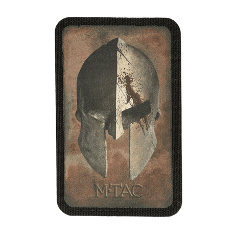 M-Tac Spartan Hjelm Patch i Cordura 500D med vintage-design, taktisk morale patch for tøj og tasker, viser mod og styrke.