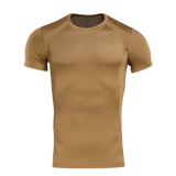 M-Tac T-Shirt Sweat-Wicking Athletic Gen.II i lysebrun, ideel til træning, løb og hverdagsbrug, lavet af svedtransporterende polyester.