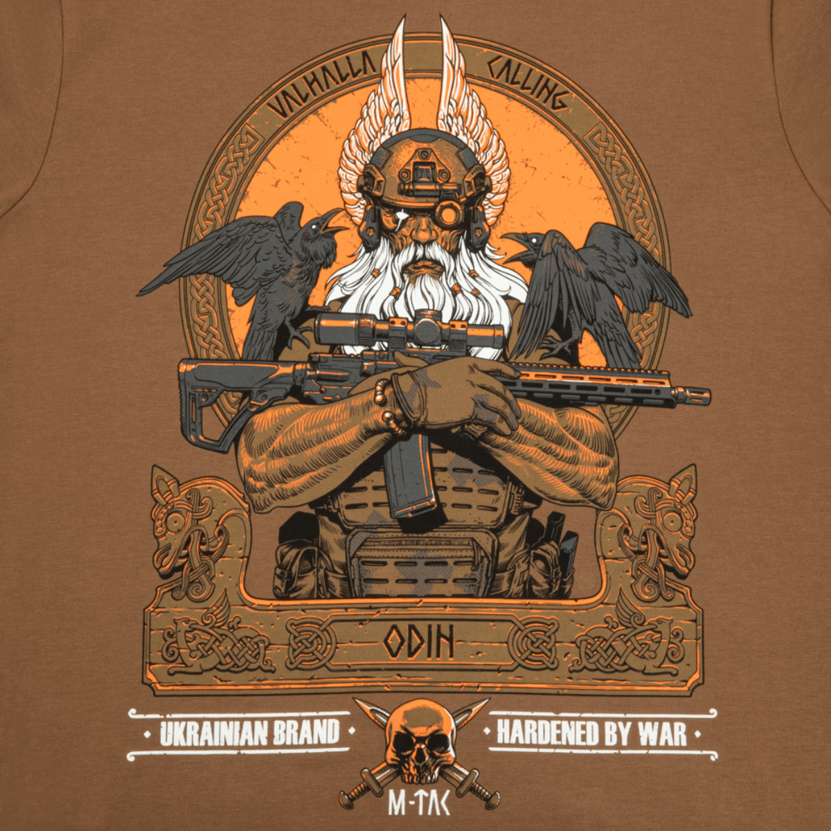 M-Tac T-Shirt Odin med nordisk print, detaljeret design af Odin med Hugin og Munin, moderigtigt look i blød bomuldsblanding.