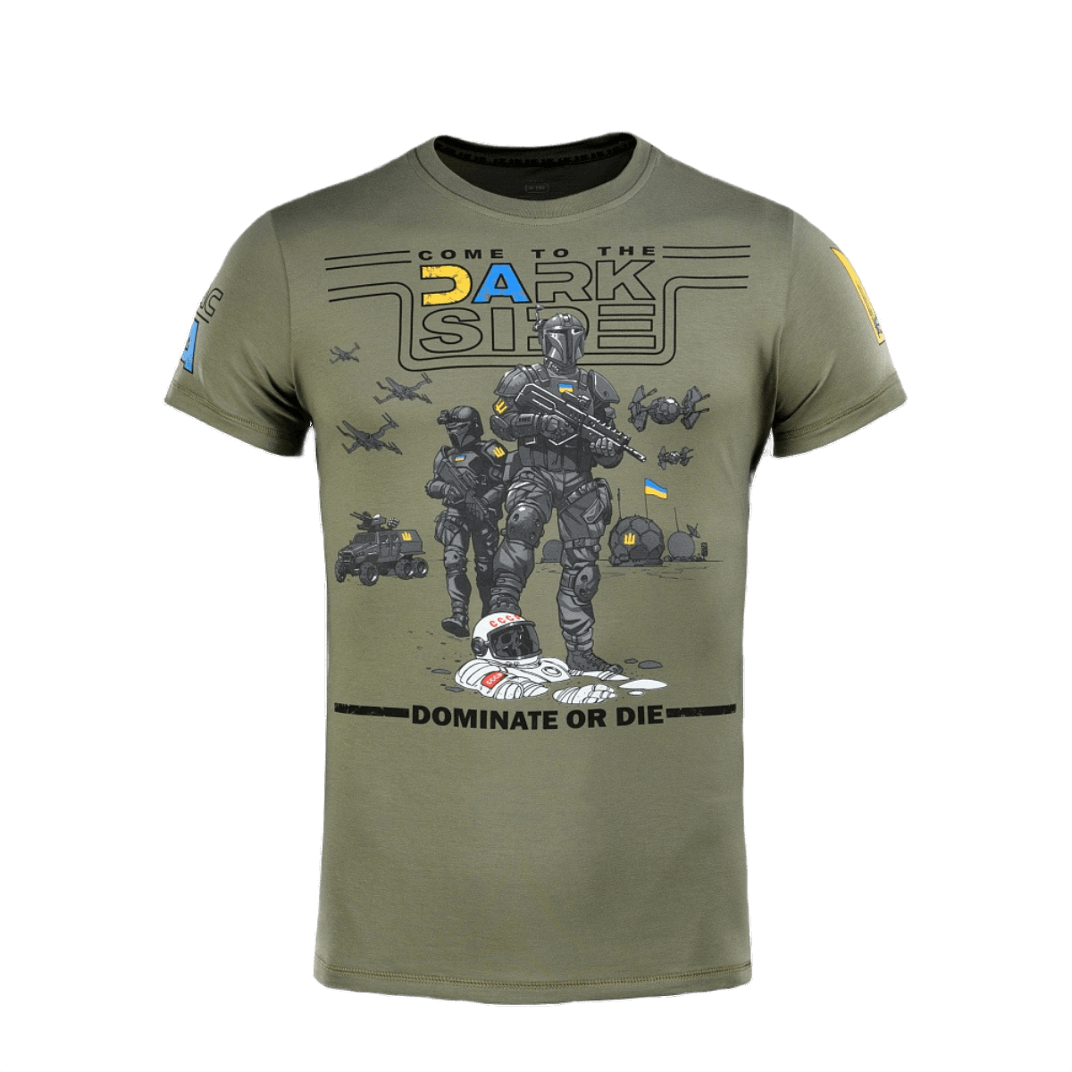 M-Tac T-shirt UA Side i lys oliven med unikt tryk og MagnaColours® blæk, lavet af 93% bomuld og 7% elastan for komfort og holdbarhed.