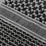 Sort og grå M-Tac Tæt Shemagh Tørklæde, 100% bomuld, traditionelt arabisk mønster til sol- og vindbeskyttelse. Taktisk og outdoor brug.