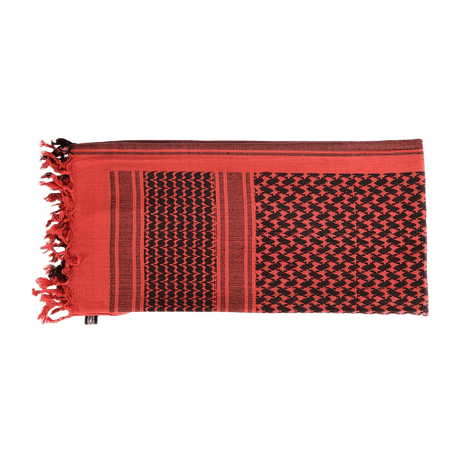 M-Tac Tæt Shemagh Tørklæde i rød, klassisk design til taktisk og udendørs brug, 100% bomuld, 110 x 110 cm, beskytter mod sol og vind.