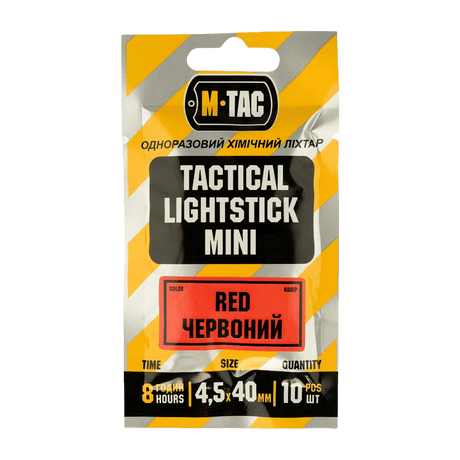 M-Tac Light Sticks 4,5x40 mm (10 stk) i emballage, ideelle til lys, markering, signaler, op til 8 timers brug, rød udgave.