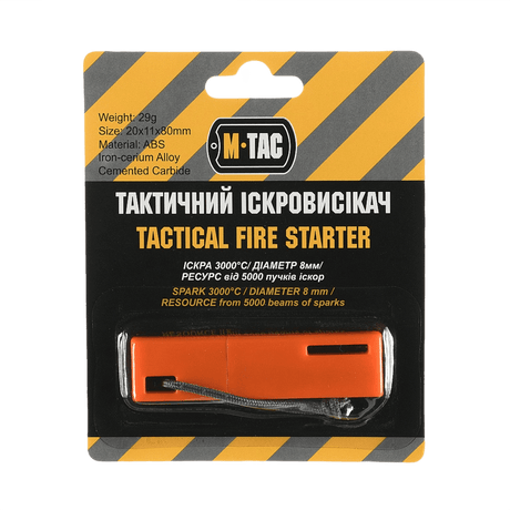 M-Tac Tændstål i emballage, taktisk ildtænder til camping og outdoor, lavet af ABS og jern-cerium legering, 8 mm stål-tænder