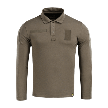 M-Tac Tactical Polo Shirt Langærmet 65/35 i olivengrøn farve med velcro-paneler. Ideel til politi- og sikkerhedsarbejde.