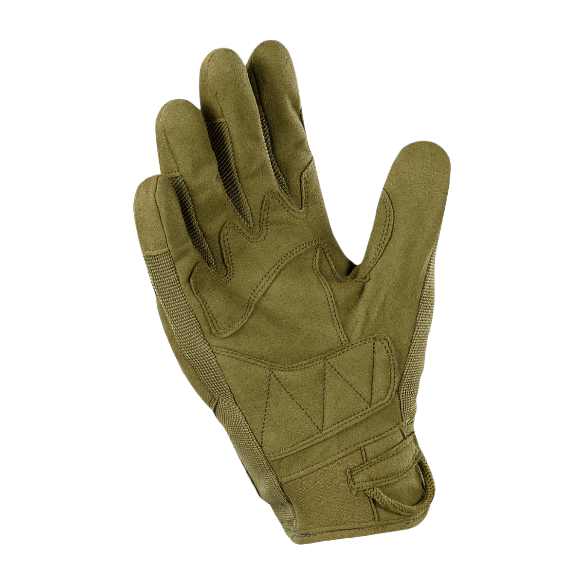 M-Tac Handsker Assault Tactical Mk.6, syntetisk ruskind med åndbare zoner og forstærkede kno-pads, olivengrøn farve.