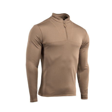 M-Tac Thermal Fleece Trøje Delta Level 2 i beige designet til barske klimaer, ECWCS brug, lavet af 100% polyester, YKK lynlås.