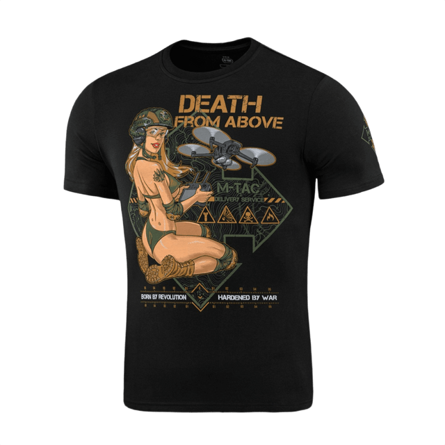 M-Tac T-Shirt Mavic Delivery Service inspireret af WWII Pin-Up-kultur med print af Pin-Up pige med drone og FPV-briller.