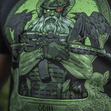 M-Tac T-Shirt Night Vision med Odin, moderne kampudstyr og ravnene Hugin og Munin, "Valhalla Calling" tema. Blød bomuldsblanding.