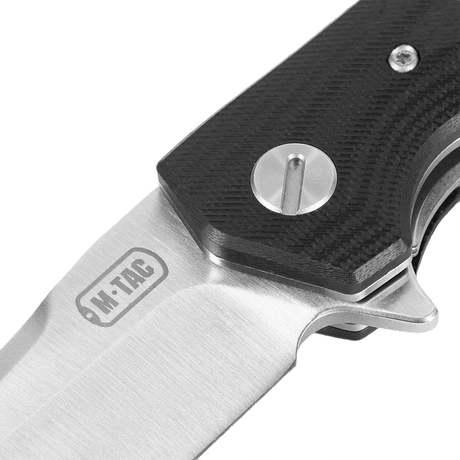 M-Tac Outdoor & Militær foldekniv - Type 6 med krom rustfri stål klinge og sorte G10-komposit grebsflader, ideel til EDC-brug.
