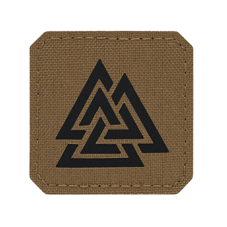 M-Tac Patch Valknut Laser Cut Odin symbol i brunt med sort, stiliseret valknut laserafskåret design, nordisk traditionel mønster