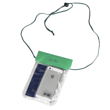 M-Tac Vandtæt Etui til Dokumenter til beskyttelse af telefon og pas mod vand, med snor til udendørsaktiviteter.