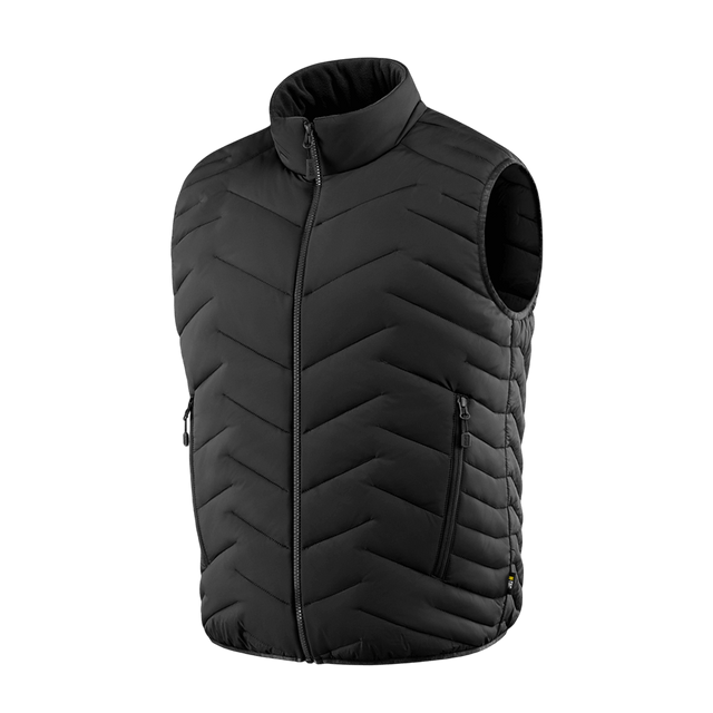 Sort M-Tac Vytyaz Primaloft Vest til overgangsvejret, lavet af slidstærkt nylon, let og vandafvisende.