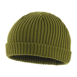 M-Tac Watch Cap 100% Akryl i grøn, strikket hue med lav profil og dobbelt opslag, ideel til køligt vejr. Fås i S, M, L, XL størrelser.