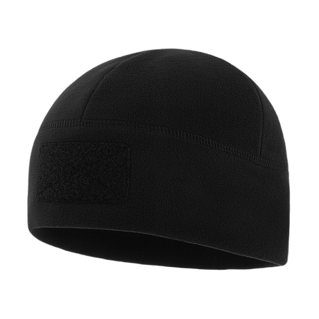 M-Tac Watch Cap Elite Fleece Beanie Hat Velcro i sort, let og varm hue til taktisk brug med velcro-panel og anti-pilling egenskaber.