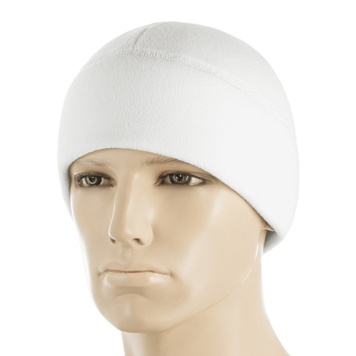 M-Tac Watch Cap Elite Fleece Beanie Hat i hvid, let og varm hue til friluftsliv, taktisk brug, vind- og kuldebeskyttelse.