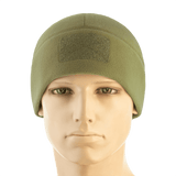 M-Tac Watch Cap Elite Fleece Beanie Hat Velcro i olivengrøn, let og varm hue til taktisk brug og friluftsliv, med velcro-panel.