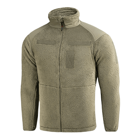 M-Tac Battle Fleece Polartec Jakke i olivenfarve med anatomisk pasform og beskyttende detaljer, ideel til militær og politi.