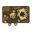 M-Tac Joker Skull 3D PVC patch, brown, joker and ace from death card motif, PVC with 3D effect and velcro backing. 78x55mm.