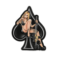M-Tac patch Lady of Spades PVC i pin-up stil, kvinde med gevær foran et spar symbol, inspireret af Amerikansk kultur, høj kvalitets PVC.